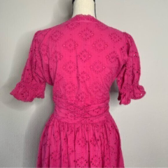 House Of Harlow V Neck Button Up Eyelet Midi Dress - Picture 10 of 13